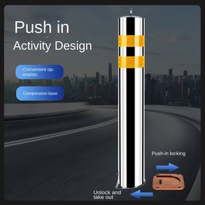 Barriera Stradale in Acciaio Inox Rinforzata, Colonna di Isolamento Antiurto Riflettente, Base per Pavimento di Scuole e Proprietà - Product Image 2