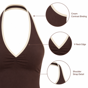2026 New Solid <b>Halter</b> Activewear Yoga Sets High Waist Sport Bras Shorts Calf-Length Pants Quick Dry Spandex/Nylon Front 6-Piece - Product Image 4