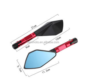 Rétroviseurs arrière universel de moto CNC, bleu <span class=keywords><strong>et</strong></span> antireflet, pour Honda, Yamaha, Suzuki, Scooter <span class=keywords><strong>et</strong></span> ktm, miroir, <span class=keywords><strong>guidon</strong></span>, aluminium, mm - Product Image 3