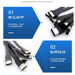 D2308 siêu mỏng phẳng FPC dữ liệu sạc cáp siêu mềm 90 độ góc bên phải Loại-C <span class=keywords><strong>USB</strong></span> Nam PVC Áo khoác cho ngân hàng điện - Product Image 4