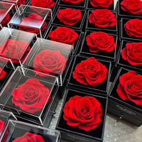 Boîte à bijoux pour la Saint-Valentin et la fête des mères, avec roses éternelles préservées, emballage pour anneaux et colliers, roses éternelles