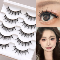 Faux cils synthétiques en bande complète, fabriqués à la machine, réutilisables, naturellement épais, tige en coton noir 6mm, longs et volumineux