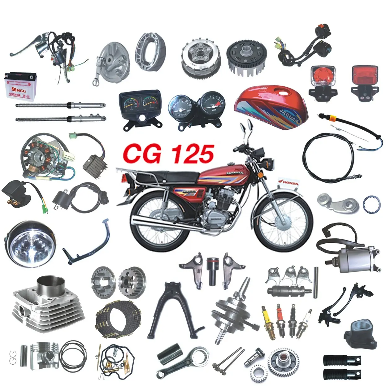 Whosale Tất Cả Các Bộ Phận Xe Máy CG125cc Xe Máy Phụ Tùng Và Accesorios Y Vende Todos Repuestos De Motocicleta CG125