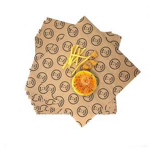 Papier d'emballage personnalisé pour hamburgers, impression sur papier de soie, papier résistant à la graisse, papier ciré alimentaire pour sandwichs - Product Image 1