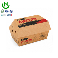 Empaque Rígido Corrugado para Pollo Frito, Resistente a la Grasa, Ecológico, Impreso Personalizado al por Mayor, para Entrega a Domicilio