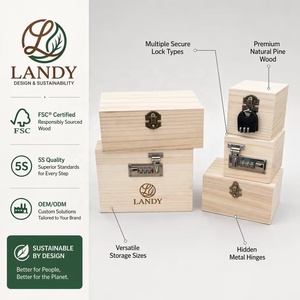 Boîte en bois massif de qualité supérieure avec logo personnalisé, serrure à combinaison, coffre <span class=keywords><strong>secret</strong></span>, coffre de rangement en bois multi-tailles pour un cadeau sécurisé - Product Image 1