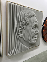 Décoration murale carrée paramétrique Art Déco haut de gamme en MDF, gravée au laser 3D, faite à la main, à lattes, pour hôtels, centres commerciaux et salons
