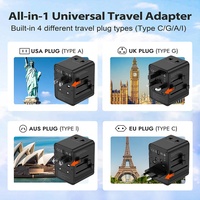 Adaptateur de voyage Worldplug 3AC GaN 45W, multi-prises, chargeur international universel, adaptateur de prise de voyage universel personnalisé