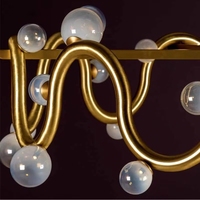 Lustre design en verre unique de style nordique moderne, décoration en laiton de luxe, lampe suspendue pour hôtel, salon, salle à manger