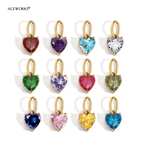 Eternal Heart Birthstone Charm | 18K PVD Gold Plated Stainless Steel Zircon Pendants | Waterproof, Hypoallergenic & Tarnish Free - Product Image 4