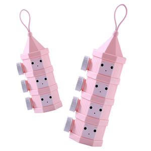 Contenedor de fórmula para bebés de color rosa, diseño cónico de 3-4 niveles, plástico sin BPA, portátil, con compartimentos desmontables para 0-12 meses - Product Image 1