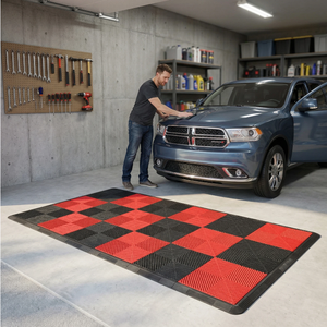 بلاط أرضيات المرآب المتشابك الأكثر مبيعًا، حصيرة أرضية مطاطية داخلية قابلة للتصريف، تركيب بنقرة واحدة، حل تصميم جرافيكي - Product Image 3