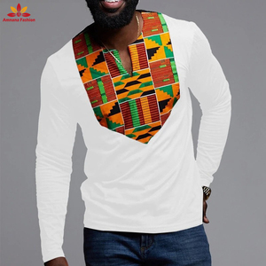 T-shirt manches longues <span class=keywords><strong>pour</strong></span> hommes, vêtements africains, imprimé, en coton, patchwork, à la mode, collection <span class=keywords><strong>2020</strong></span> - Product Image 2