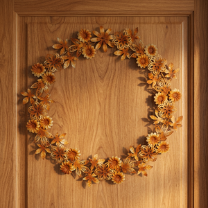Rustic Metal Floral Wreath Handmade <b>Decorative</b> <b>Flowers</b> Round Unlit <b>Wall</b> Hanging Craft Art - Product Image 2