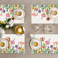 Ensemble de sets de table à fleurs printanières tulipes, 4 pièces, 12x18 pouces, sets de table pour table à manger, sets de table lavables, décoration pour hôtel, maison, fête