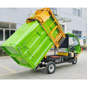 Camion poubelle électrique à chargement latéral, transmission automatique, hydraulique, vert, auto-déchargant, véhicule de collecte des déchets - Product Image 5