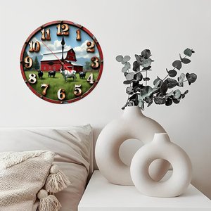 Round Wooden <b>Wall</b> <b>Clock</b> 25x25Cm <b>Silent</b> Non Ticking Traditional Home Decor Corridor <b>Clock</b> - Product Image 4