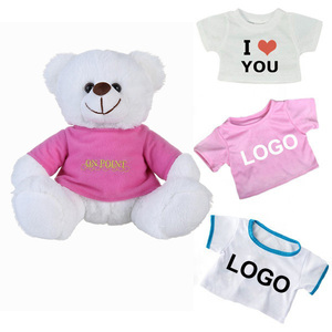 Orsetto di peluche rosa carino per bambine, personalizzabile con stampa LOGO, orsetto di peluche morbido con maglietta bianca - Product Image 2