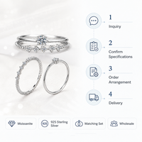 Ensemble de bagues de mariage en moissanite, bague de fiançailles en argent sterling 925 et alliance assortie 0,1 CT