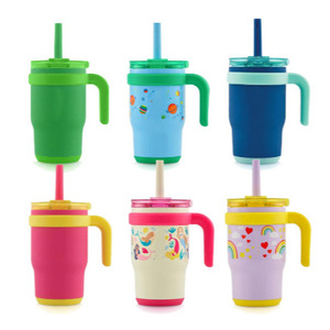 Gobelet isotherme pour enfants avec poignée, en acier inoxydable à double paroi, anti-fuite, 14 oz, avec logo personnalisé imprimé, pour les aventures des enfants - Product Image 4