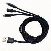 Câble de charge rapide USB 3 en 1 Togudu T-250 avec connecteurs Type-C/Micro USB, tressé en nylon pour transfert de données Android et iPhone