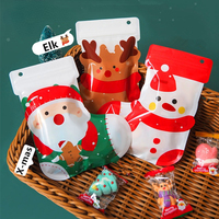 Sacs en aluminium Ziplock réutilisables imprimés personnalisés pour biscuits de Noël Pochette debout avec mylar pour le stockage des aliments Style chaussettes de Noël