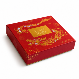 Boîte cadeau de chocolat haut de gamme personnalisée avec plateau en velours floqué et gobelets en papier de qualité alimentaire, boîte en papier personnalisée - Product Image 1