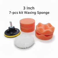 Kit de 7 tampons de polissage pour voiture de 3 pouces et ensemble d'éponges de lustrage pour perceuse, tampons applicateurs de cire pour le detailing automobile