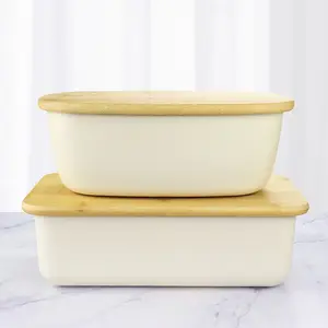 Boîte de rangement de pain Boîte à pain avec couvercle en bambou Organisateur de nourriture Récipient en plastique avec couvercle pour cuisine Boîte à nourriture