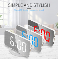 Dos puertos USB para teléfono móvil Android o IOS, reloj despertador Digital Led inteligente moderno, alarma de espejo para dormitorio