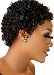 Parrucca Corta Afro Ricci in Capelli Umani, Taglio Pixie per Donne Nere, Stile Naturale - Product Image 2