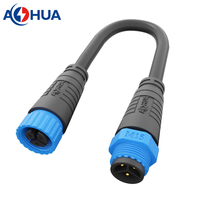 Connecteurs LED étanches mâles et femelles AHUA M15 2 3 broches IP68 avec câbles