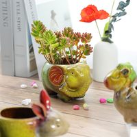 Plante d'intérieur petits pots succulents avec drainage mignon Animal pot de fleur en céramique jardinière succulente pour la décoration de bureau à domicile