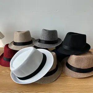 Alta qualidade Unisex palha Fedora chapéu logotipo personalizado Festival chapéus & festa Caps