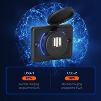 Chargeur USB-C double étanche 12-24V à montage sur panneau avec surveillance de tension pour bus, voiture, bateau, marine - Vente en gros, charge rapide