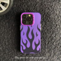 Coque de Téléphone Tendance et Design avec Motif Flamme pour iPhone 7 8 Plus XS XR 11 12 13 Mini 14 15 16 Plus Pro Max – en Plastique Rigide PC