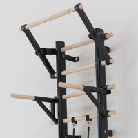 Échelle murale de Pilates haut de gamme, échelle suédoise, marches en bois massif et structure en métal robuste avec revêtement noir