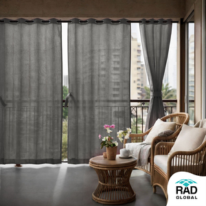 Pebble Grey Eyelet Outdoor <b>Curtains</b> 180 GSM with Soft Neutral Grey Shade and Light Filtering Fabric for Elegant Balcony Patio - Product Image 3