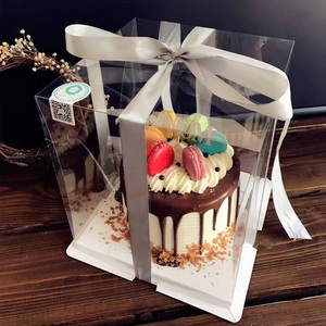 Emballage de boîte à gâteau personnalisée pour anniversaire, boîte à gâteau en plastique à 2 <span class=keywords><strong>couches</strong></span> de 8 pouces, boîte transparente deux en 1 - Product Image 3
