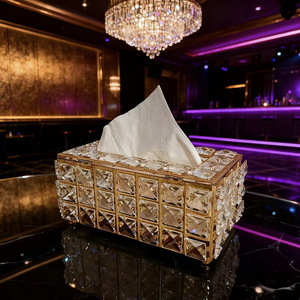 Nueva Caja de Pañuelos de Cristal Dorado con Diseño de Cristal Transparente, para Sala de Estar, Hogar, Bodas, Diseño Creativo, Almacenamiento de Papel para Servilletas de Escritorio - Product Image 2