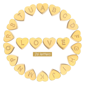 Pendentif en forme de cœur avec initiale gravée EManco, accessoires DIY, bijoux en acier inoxydable imperméable personnalisés, créez vos propres breloques - Product Image 2