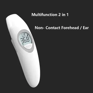 Termometer inframerah multifungsi, perlengkapan medis IR Laser 2 in 1 untuk telinga dan dahi tanpa sentuh