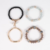 4 pièces/ensemble bohème empilable Bracelets avec glands en gros multicouche étiré verre cristal perlé Bracelets pour femmes filles