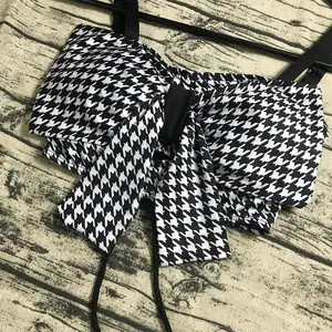 Set Bikini seksi kualitas tinggi baju renang kotak-kotak baju renang split ramping untuk gadis muda