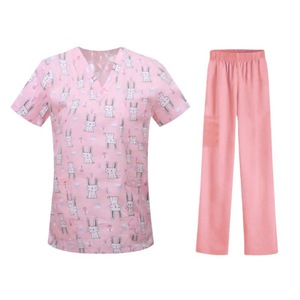 Unisex Niedliche Weltraum-Muster Medizinische Arbeitskleidung Sets V-Ausschnitt Oberteil Hose Weich Modisch Bedruckt 100% Baumwoll-Twill Krankenhaus - Product Image 6