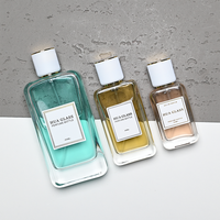 Flacon de parfum vide rectangulaire transparent 30ml 50ml 100ml avec rayures personnalisées, couvercle blanc unique, en verre, avec boîte cadeau