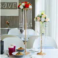 Vases à fleurs en cristal dorés pour centre de table de mariage, en vrac, pour arrangement floral de table