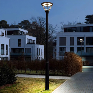 Lampadaire LED d'extérieur pour jardin, poteau métallique, abat-jour en verre, blanc neutre 2700K, IP66, résistant aux intempéries, capteur de mouvement, alimentation solaire - Product Image 5