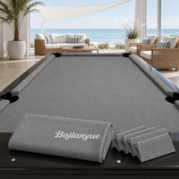 Kit de re-revêtement de billard gris froid avec 6 bandes prédécoupées et extrémités de poche en U