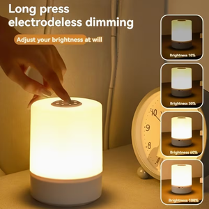 Lampe de chevet LED rechargeable à intensité variable avec commande tactile, lumière blanc chaud 2700K, lampe de table cylindrique pour chambre à coucher - Product Image 2